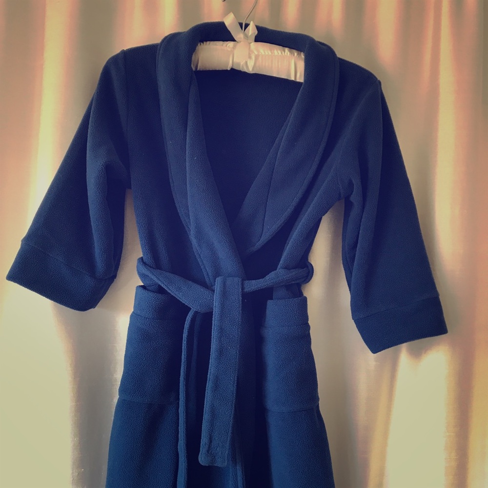 LL Beans Blue Fleece Bathrobe Kids5-6